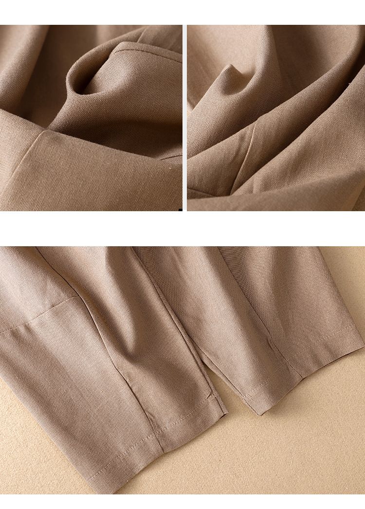 Vêtements pour femmes Coton chanvre jambes larges pantalons longs femmes lâche minceur grande taille taille haute pantalon droit dessiner corde pantalon décontracté pour femmes_voghion.com
