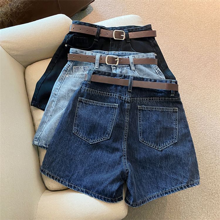 Roupas femininas Shorts jeans para mulheres Verão Novo estilo Tendência Ins Internet Celebridade Cintura alta Simples Fino Solto Perna larga Todos combinam A Linha Calças quentes_voghion.com