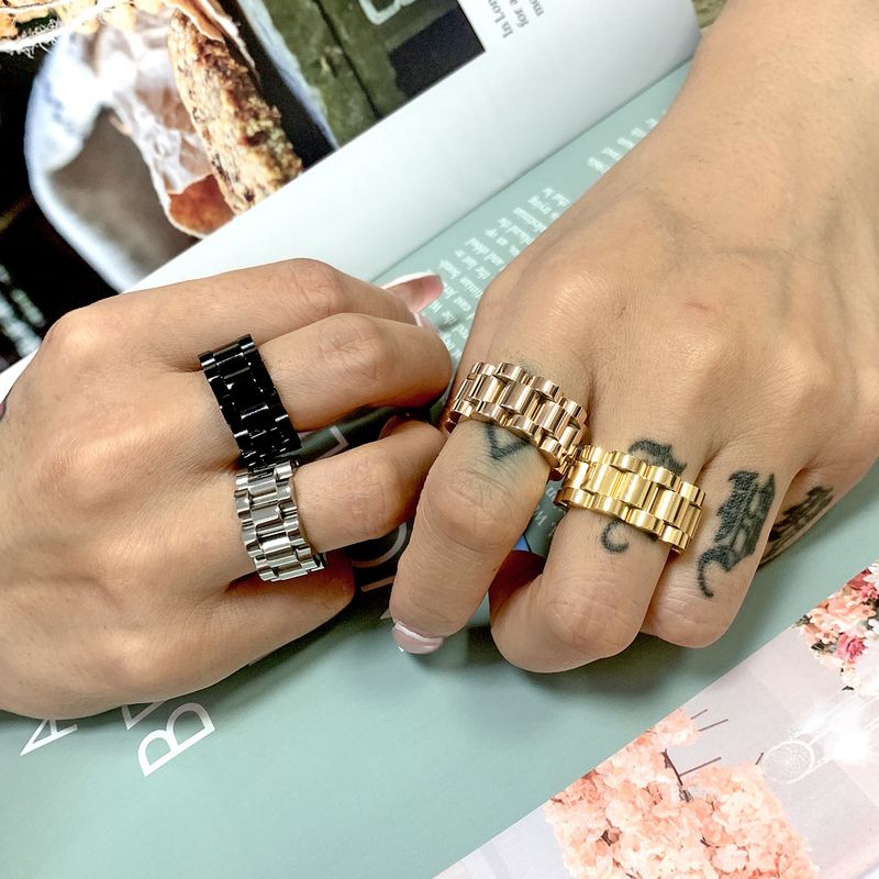 Titan Stahl Kettenring Retro Mode Modischer Zeigefingerring Hip Hop Disco Armband Ring Männer und Frauen_voghion.com