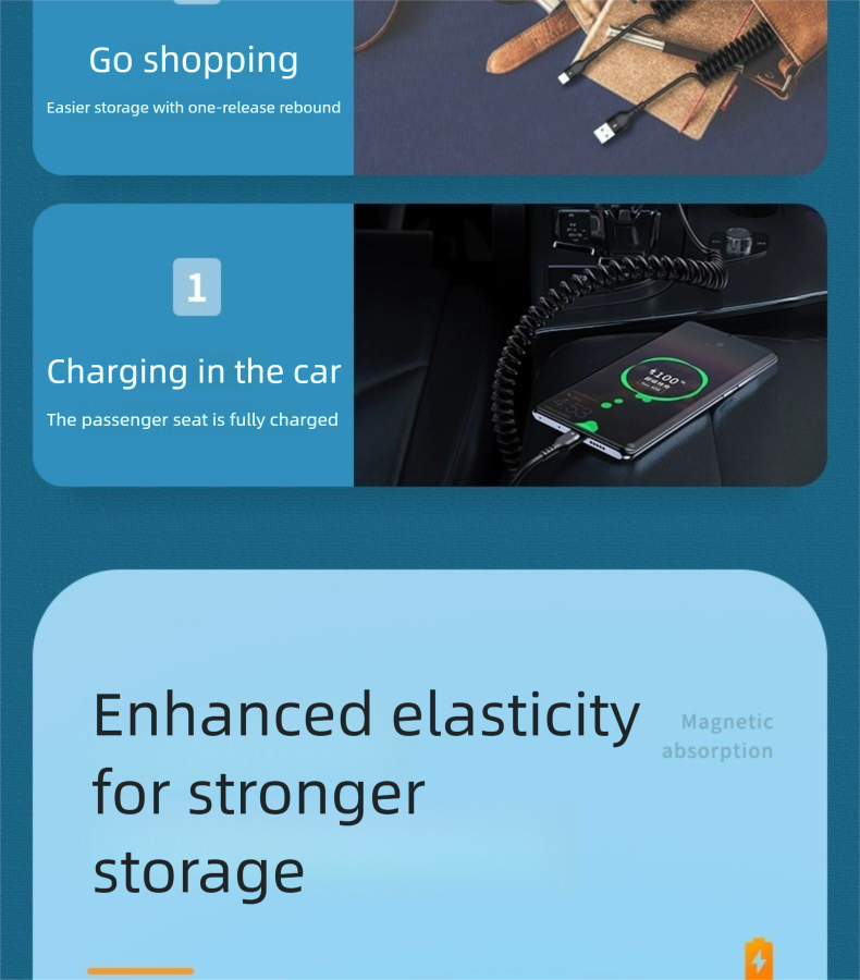 Spring 120W Super Fast Charging Data Type-C Compatible With IPhone Huawei Honor 6A Flash Charger Cable_voghion.com