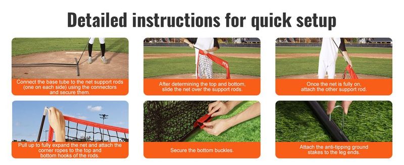 VEVOR 5x5 Ft Baseball Softball Practice Net, Portable Baseball Training Net For Hitting Batting Catching Pitching, Backstop Baseball Equipment With Bow Frame, Carry Bag, Strike Zone, Ball, Batting Tee_voghion.com