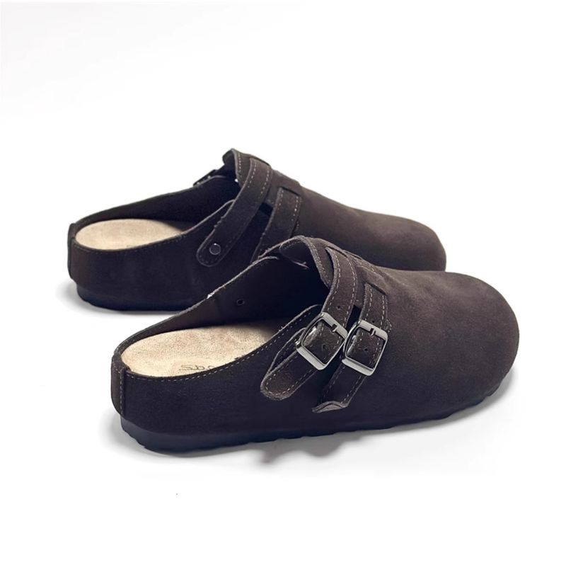 Chaussons tendance en cuir véritable pour femmes, style coréen, printemps 2025, bout fermé, semelle épaisse, à enfiler, paresseux_voghion.com