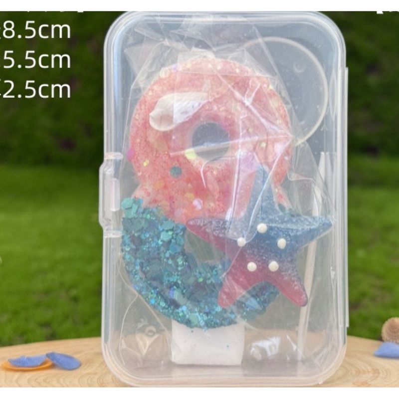 Creative Digital Cake Party Decoration First Birthday Candle Handmade DIY Ocean Starfish_voghion.com