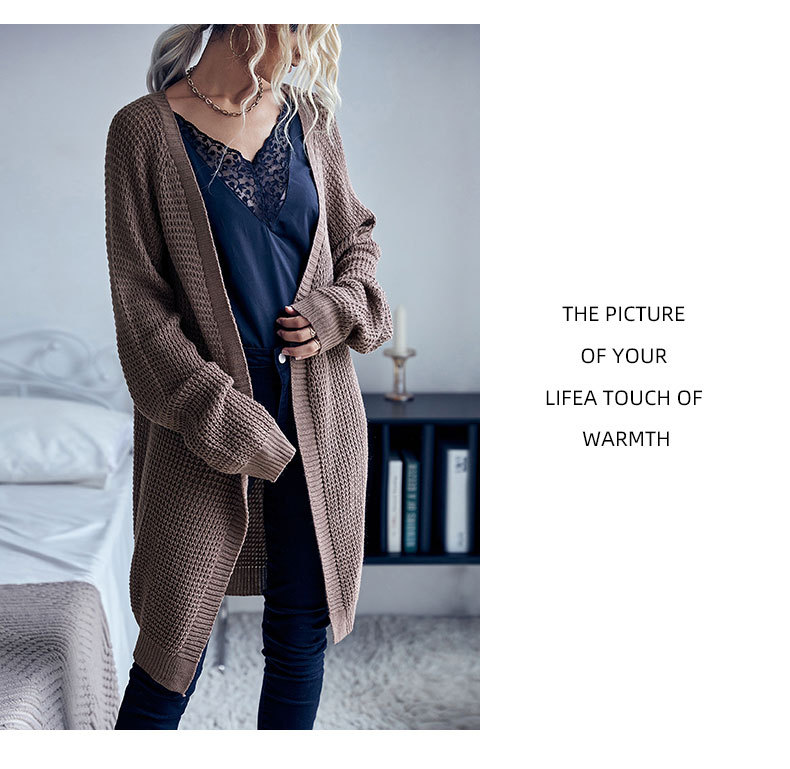 Solid Color Loose Long Sweater Cardigan_voghion.com