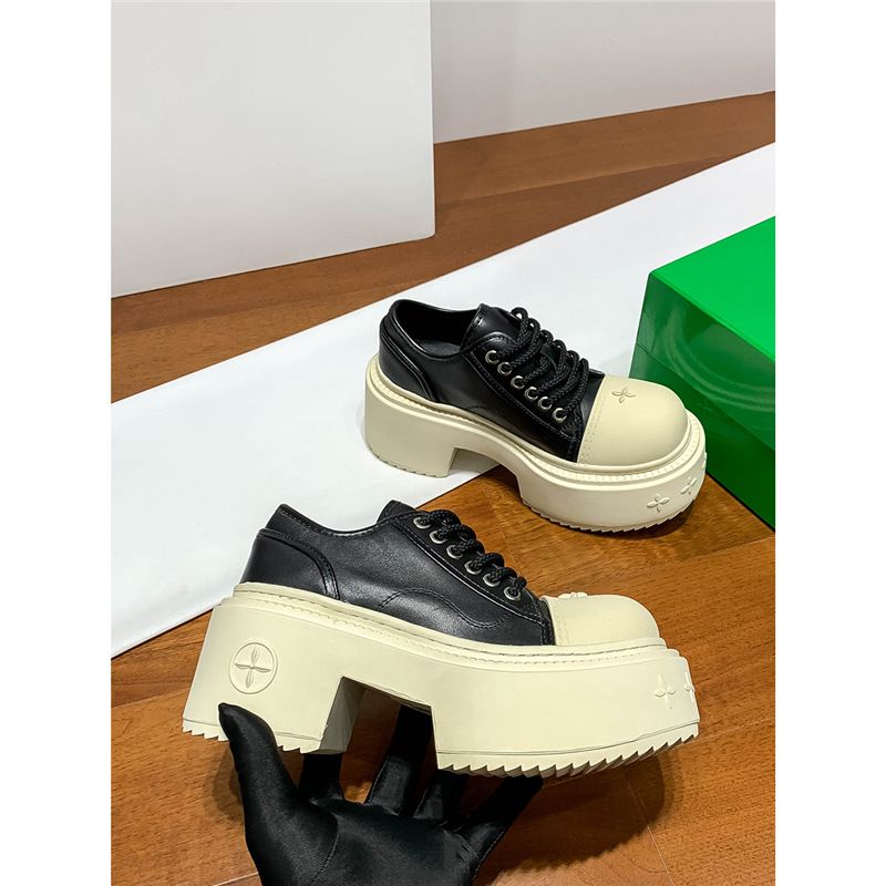 Version Cross Pattern Derby Low Top Wild Horse Boots Platform Thick Sole Big Head Women Genuine Versatile Small Leather_voghion.com