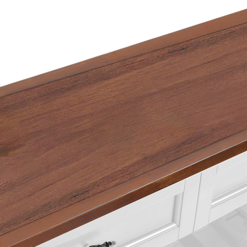 Retro Design Console Table With Two Open Shelves, Pine Solid Wood Frame And Legs For Living Room_voghion.com