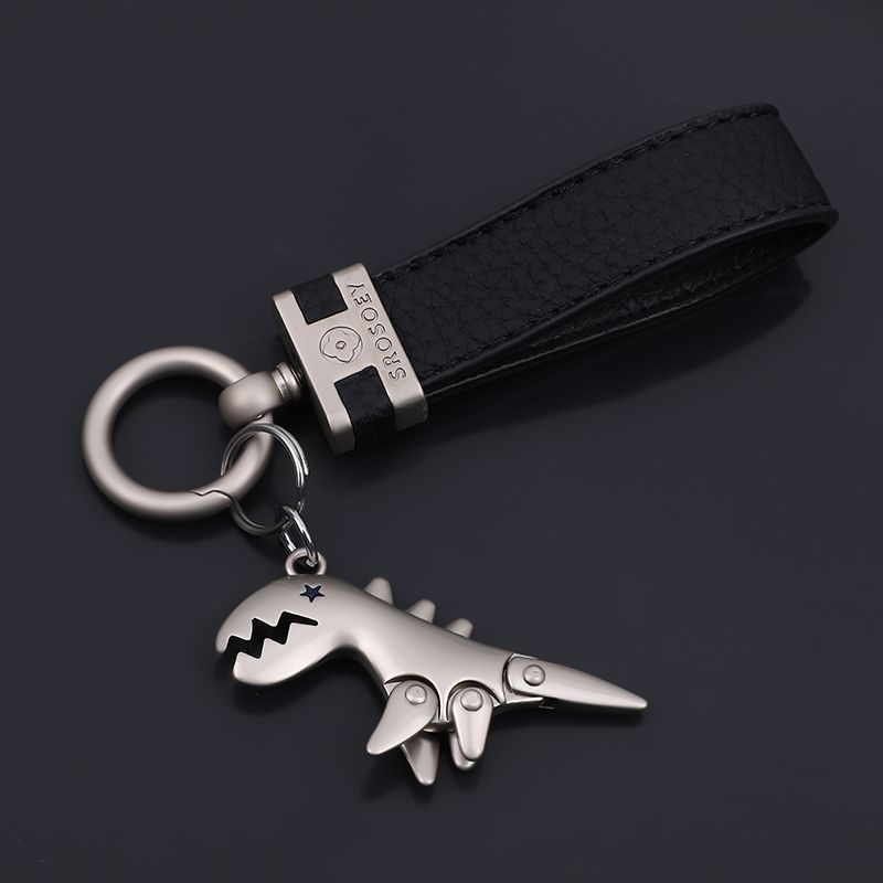 Kleine dinosaurus leren autosleutelhanger, damessleutelhanger, creatieve high-end pop, hoefijzergesp, net, beroemdheidshanger_voghion.com