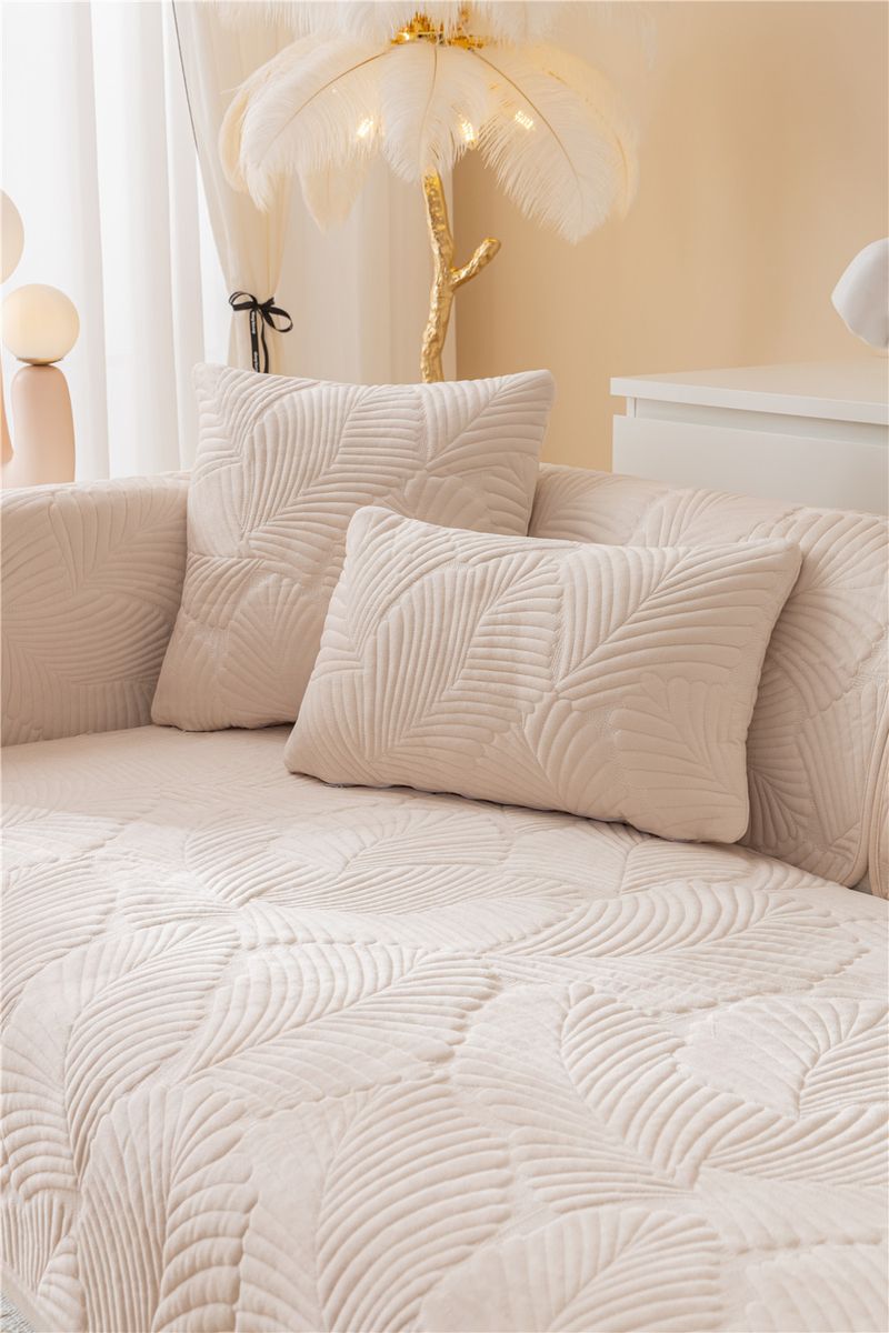 Autumn and winter style ultra soft solid color plush banana leaf sofa cushion modern simple double sofa cushion cloth factory direct sales_voghion.com