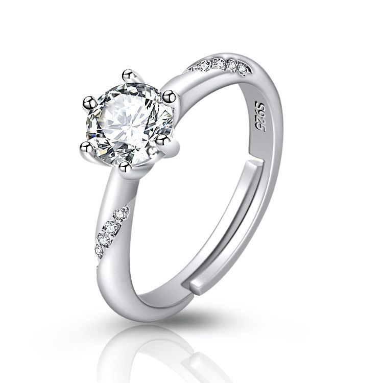 Hvitt gull moissanite hjerte åtte pil for kvinner, en karat spirituell seks klør giftering, direktesending_voghion.com