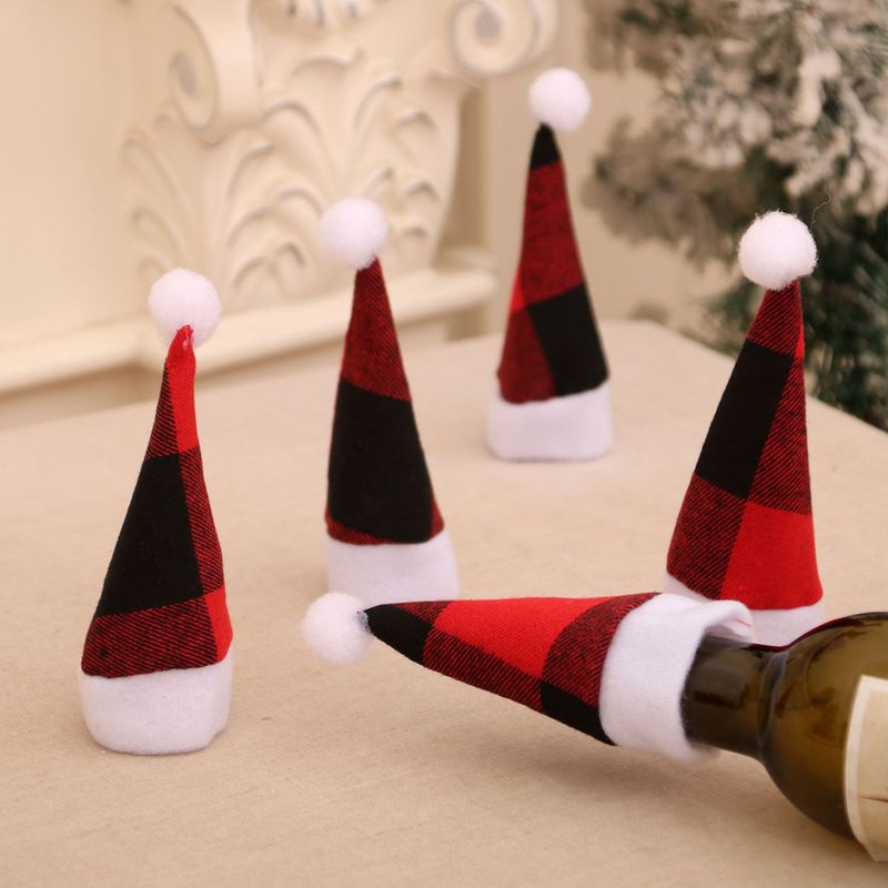 Mini Christmas Tree Decorations - Candy Cane Hats, Small Ball Hats, Mini Fabric Hats For Holiday Tableware & Party Decor_voghion.com
