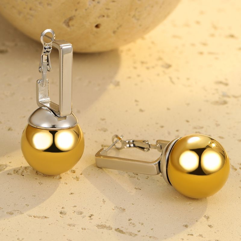 New Glossy Hollow Stainless Steel Earrings Ball Love Pendant Retro High End Titanium Steel Earrings_voghion.com