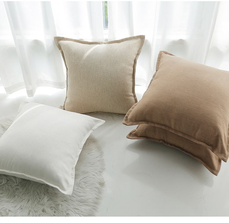 Premium Selection Kissenbezug mit Leinenkante ohne Einsatz für Wohnzimmer, Sofa, Bettwäsche, einfarbig_voghion.com