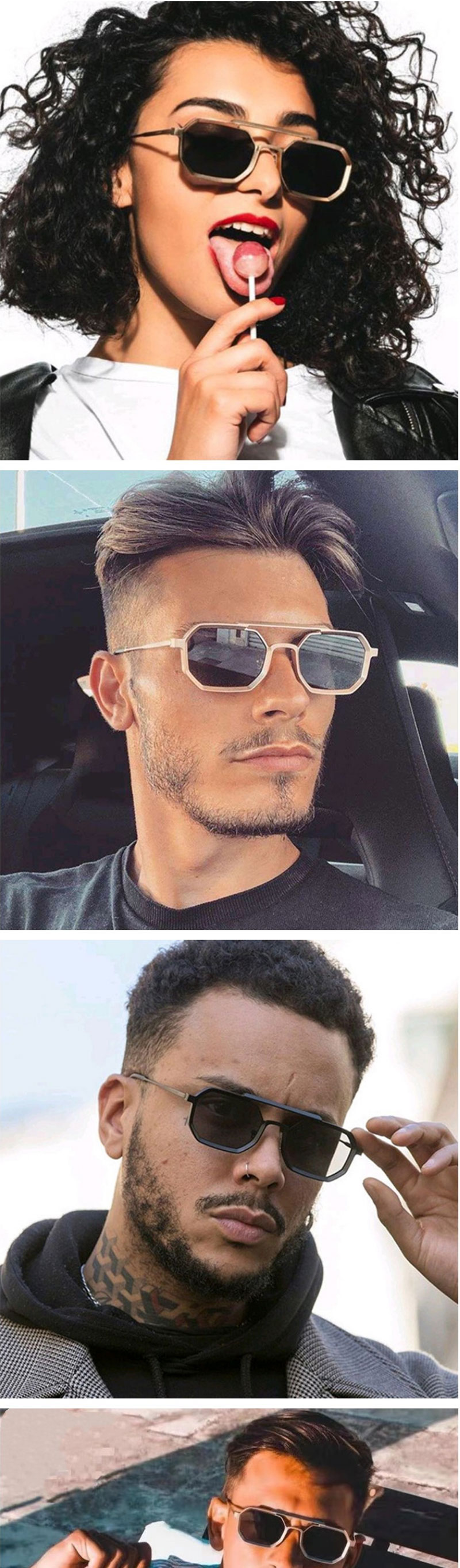 Yoovos Polygon Sunglasses Men 2022 Vintage Men Sunglasses Retro Showing Face Small Shades Glasses Rectangle Gafas De Sol_voghion.com