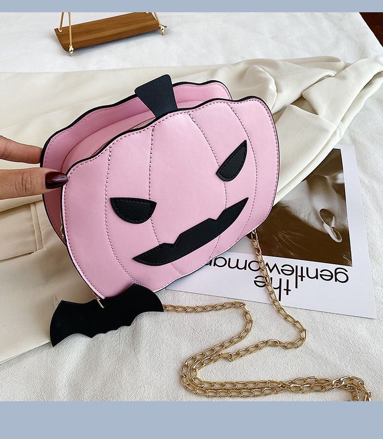 Borsa a tracolla con zucca glitterata a tema Halloween per donna - Borsa a tracolla in PU riflettente retrò con tasche con cerniera, accessorio alla moda e divertente_voghion.com