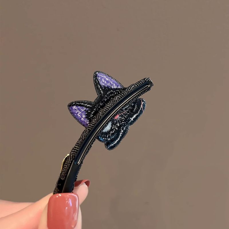 Exquisita y linda horquilla bordada con forma de gato negro, producto nuevo coreano, pinza lateral para flequillo roto, tocado, pinza de pico de pato, accesorios para el cabello_voghion.com