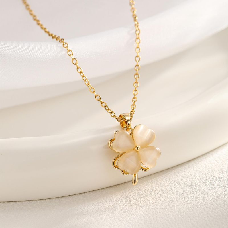 Vierbladige klaver ketting licht luxe sleutelbeen ketting titanium staal niet vervagend_voghion.com