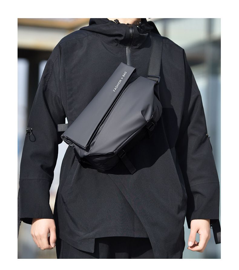 Bolsa tiracolo masculina à prova d'água para iPad, mochila de peito multifuncional com alça ajustável, bolsa de mensageiro de nylon estilosa para ciclismo e deslocamento diário_voghion.com
