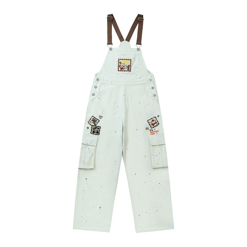 Men's Clothing Splash Ink Cartoon Denim Overalls For Men New Loose Bf American Trendy Brand Jumpsuit Trousers_voghion.com