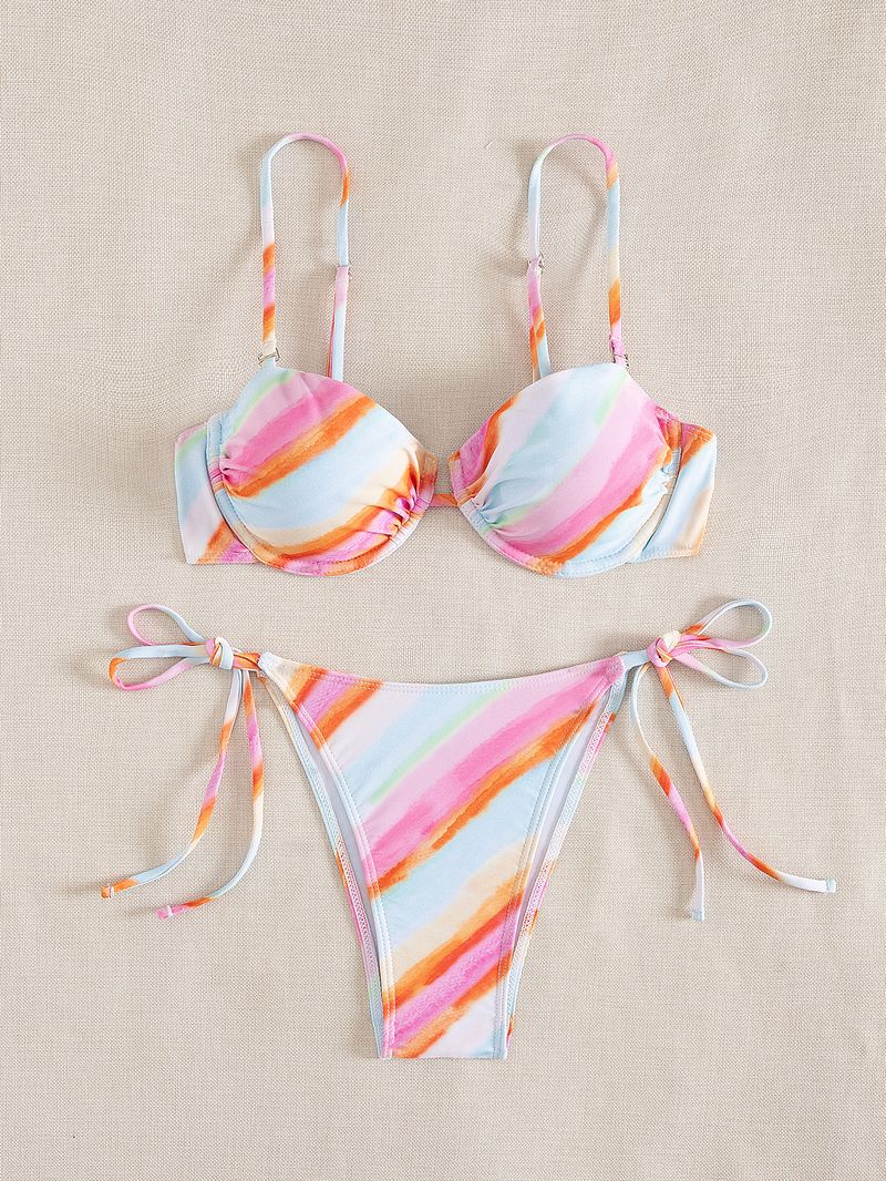 Women's Gradient Rainbow Bikini Set - Steel Support Two-Piece Swimsuit For Beach & Pool | Cute Summer Swimwear_voghion.com