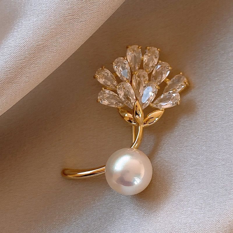 Anti-light Brooch Luxury Wheat Ear High-end Sense Niche High-end Temperament Suit Pin Pearl Design Corsage Accessories_voghion.com