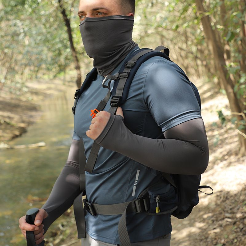Men's Cooling Sun Mask Set - UPF 50+ Full Face Cover With Neck Protection & Arm Sleeves, Lightweight & Breathable For Cycling_voghion.com