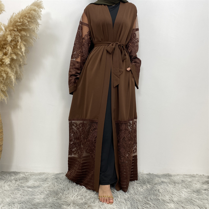 Damenmode-Cardigan-Stickerei-Gaze-Robenkleid_voghion.com