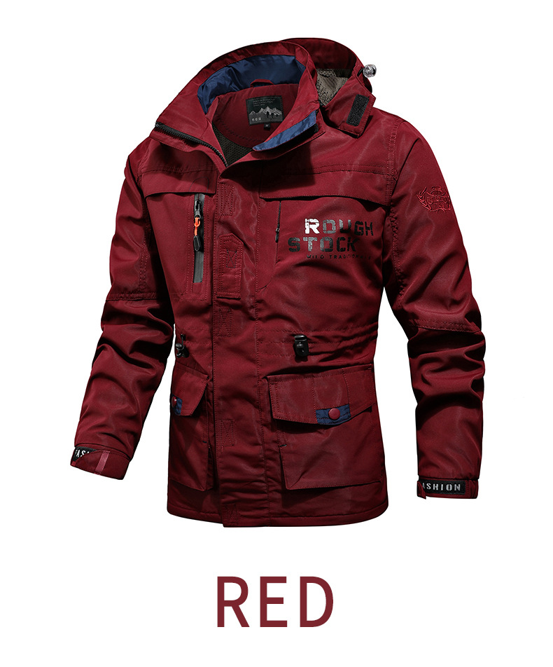 Men's solid color side seam pocket loose type beltless casual hooded men's trench coat_voghion.com