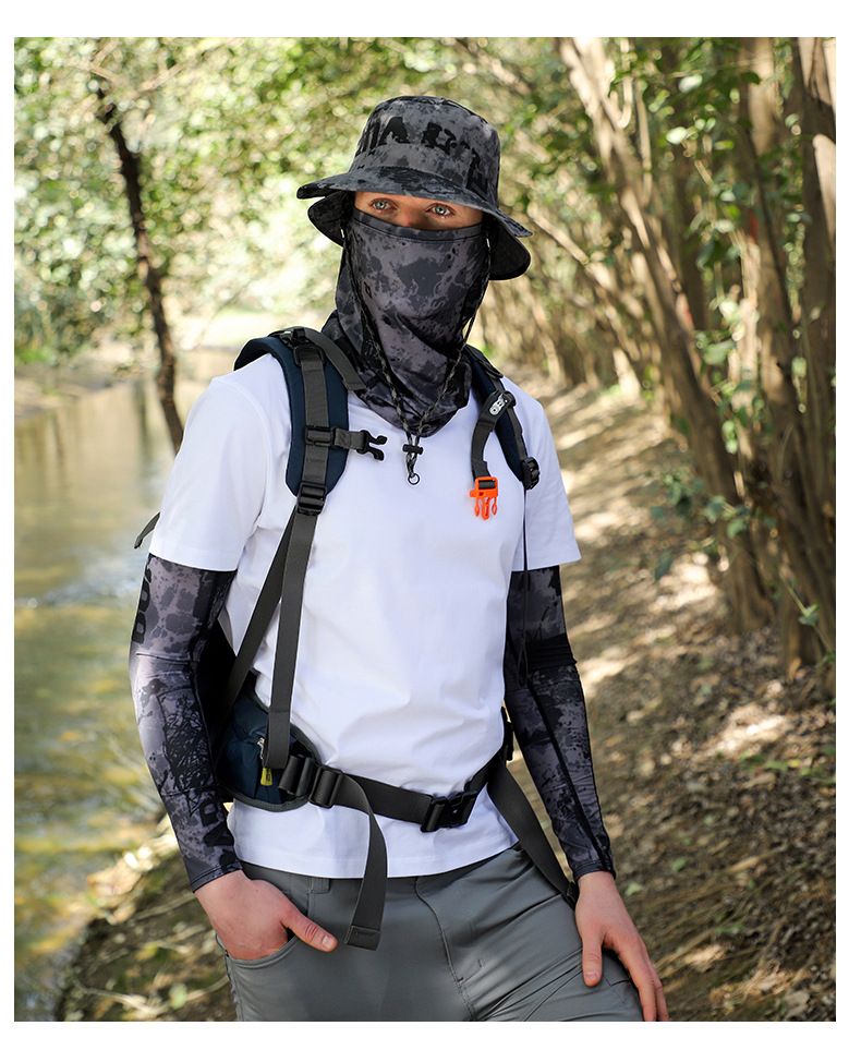 Outdoor Sun Protection Set - UPF 50+ Cooling Bucket Hat With Neck Cover & Arm Sleeves, Lightweight & Breathable For Hiking, Travel_voghion.com