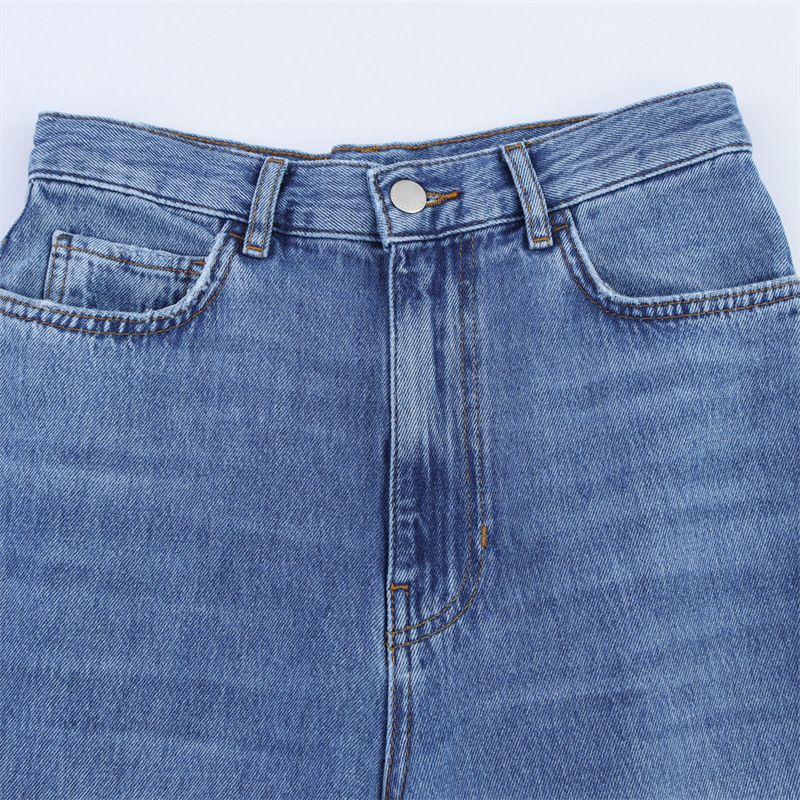 Damenbekleidung Sommer New Style Damenmode Casual Jeanshemd Hohe Taille Weite Beinhose_voghion.com