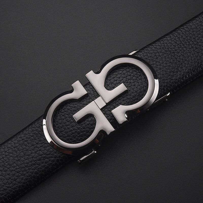 HOT Men Automatic Buckle Alloy Letter Cowhide Versatile Minimalist Western Pants Jeans Business Casual Men's Belt_voghion.com