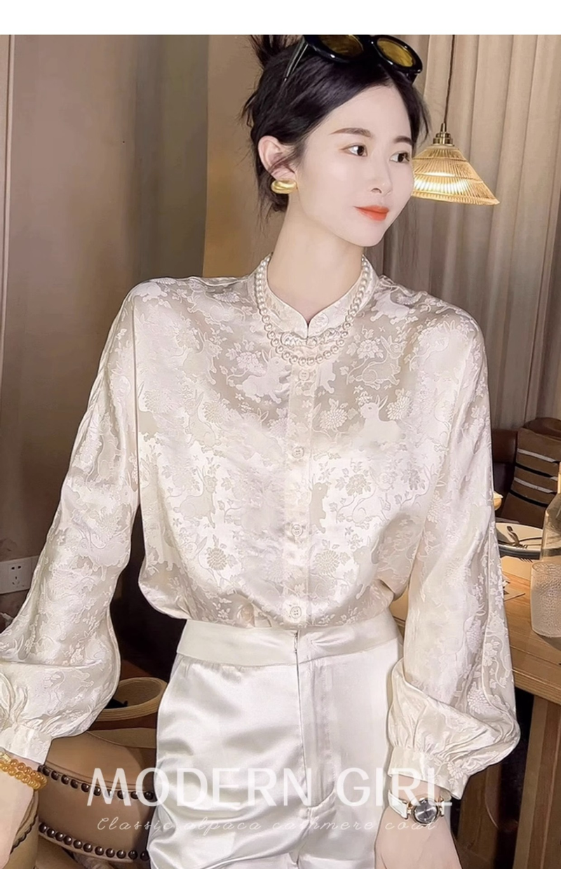 Camicia a maniche lunghe da donna nuova in stile cinese top in seta di gelso per donna 2023 inizio autunno colletto alla coreana camicia di seta in stile nazionale retrò_voghion.com