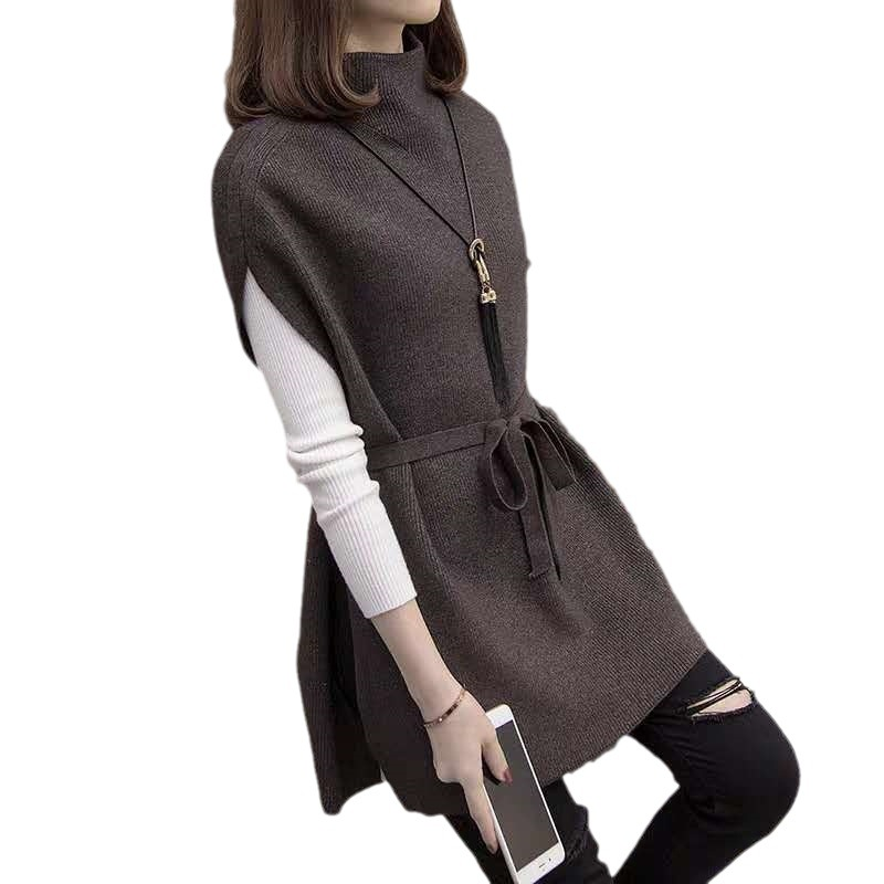Half High Collar Mid-Length Vest For Women 2024 Spring New Loose Sweater Outerwear Stylish Pullover Knitted Top_voghion.com