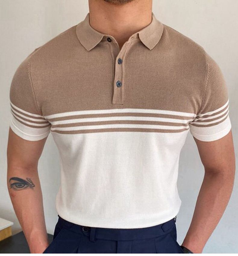 Yaz Yeni Triko Kısa Kollu Renkli İş Polo Gömlek Erkek SY0154_voghion.com