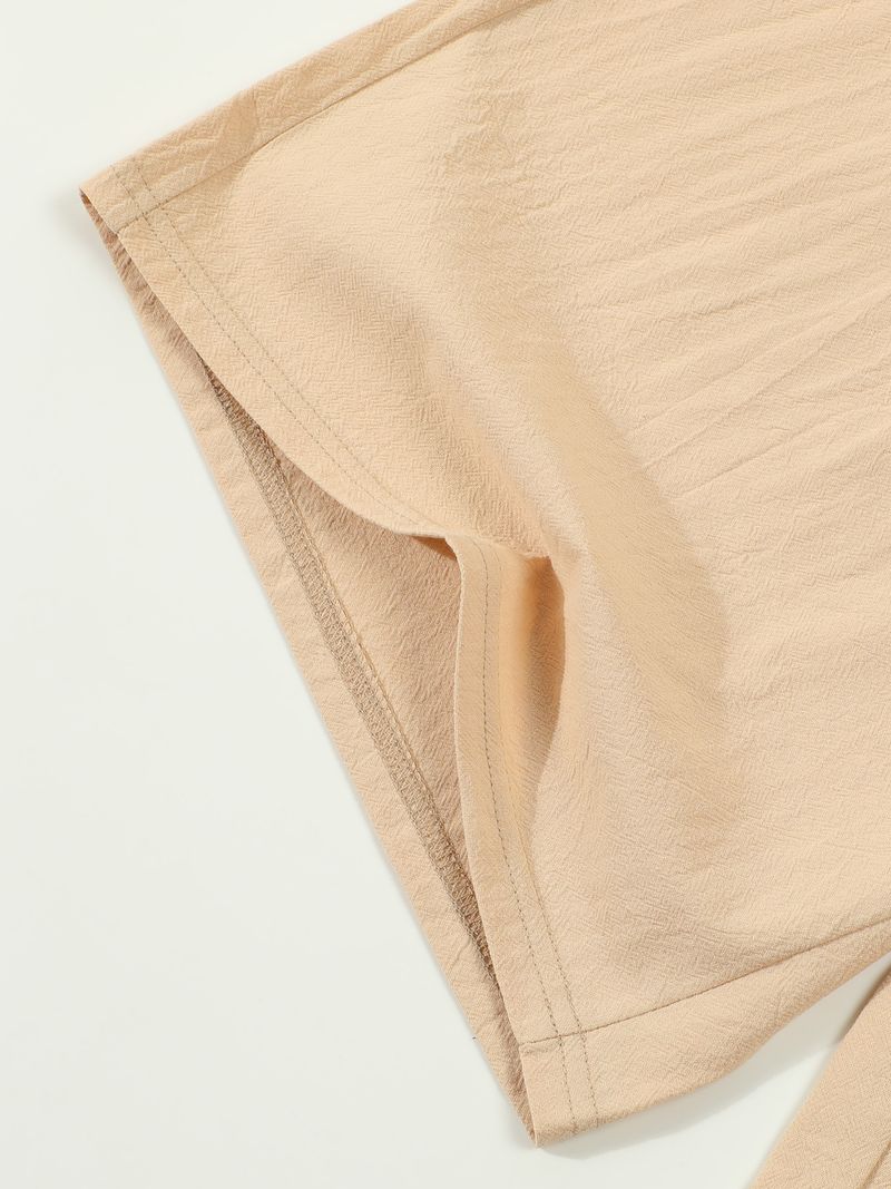 Pantaloncini estivi da uomo in cotone e lino, casual americani, larghi e dritti, con bottoni_voghion.com