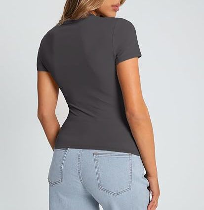 Nauji europietiški ir amerikietiški moteriški marškinėliai Slim Fit apvalia kaklą aptempti seksualūs vasariniai viršutiniai moteriški drabužiai_voghion.com