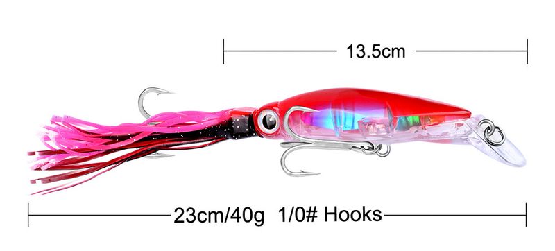 Esca artificiale in plastica da 14 cm con calamaro baffi, esca dura da pesca in mare da 40 g DW32_voghion.com