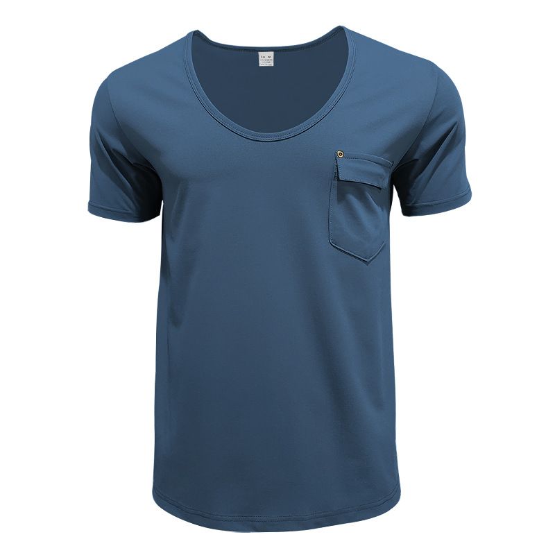 Herren-T-Shirt mit V-Ausschnitt und Tasche – Leichtes Polyester-Mischgewebe mit knitterfreier Oberfläche (S-XXXL) – Lässiges T-Shirt mit schmaler Passform für Komfort im Alltag_voghion.com