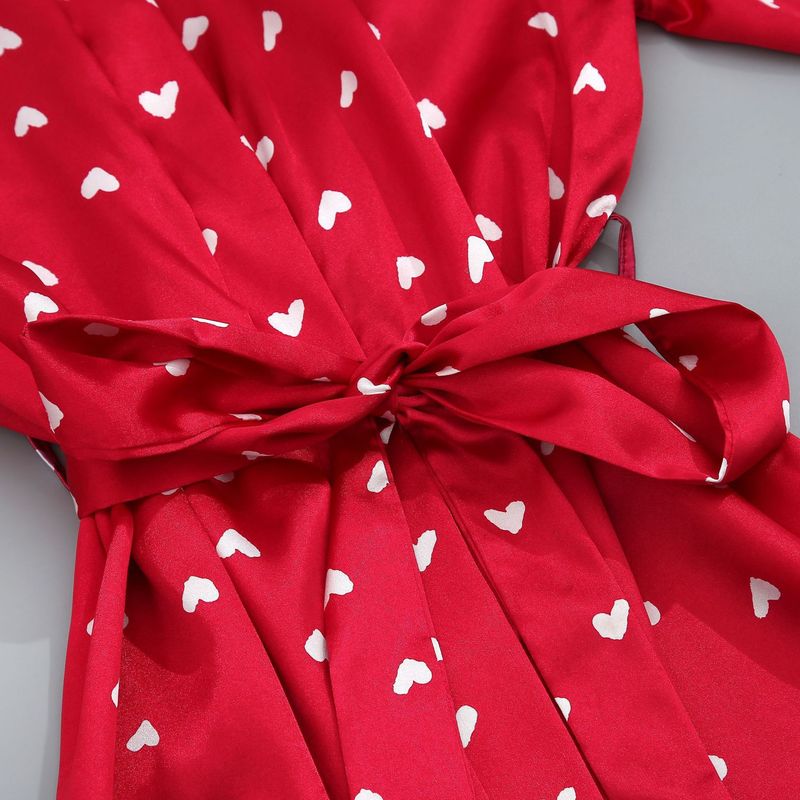 Nachtkledingset met satijnen kanten rand - Sexy top met V-hals, lange mouwen en shorts, rekbaar en comfortabel voor vrouwen, verkrijgbaar in grote maten (wit/rood/groen/marineblauw)_voghion.com