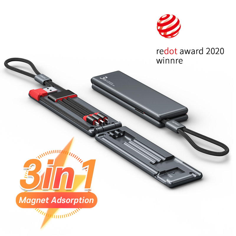 Cavo USB portatile 3 in 1, cavo USB C a ricarica rapida 3A per iPhone 14, 13, 12 Pro Max, Xiaomi, Huawei, Samsung, Mobile_voghion.com