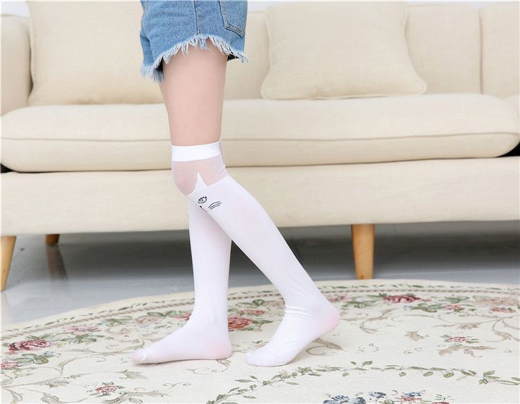 Calzini estivi per bambini sottili, calzini per studenti, calzini al ginocchio per ragazze, calze, calzini bianchi a metà altezza_voghion.com