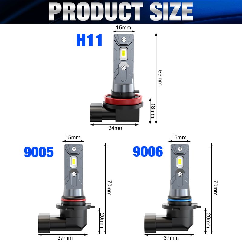 Fari a LED Canbus H8 H9 H11 20000LM H16JP 9005 HB3 9006 HB4 LED 1:1 Mini Lampada 3570 CSP Lampadine per fari auto 6000K 12V_voghion.com