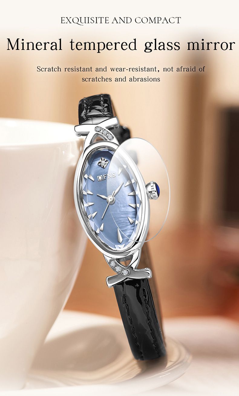 Elegante orologio da donna con quadrante ovale in madreperla e cinturino in pelle - Orologio al quarzo impermeabile per uno stile casual e retrò. Orologio da donna retrò squisito._voghion.com