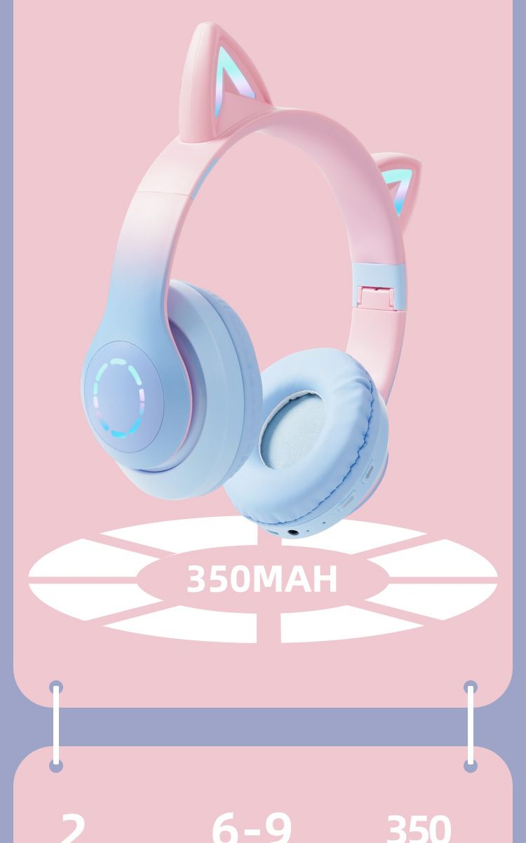 Nuovo B39 PRO Cat Ear Glow Game Wireless Gradient Color Headworn Auricolari Bluetooth Auricolari da gioco_voghion.com