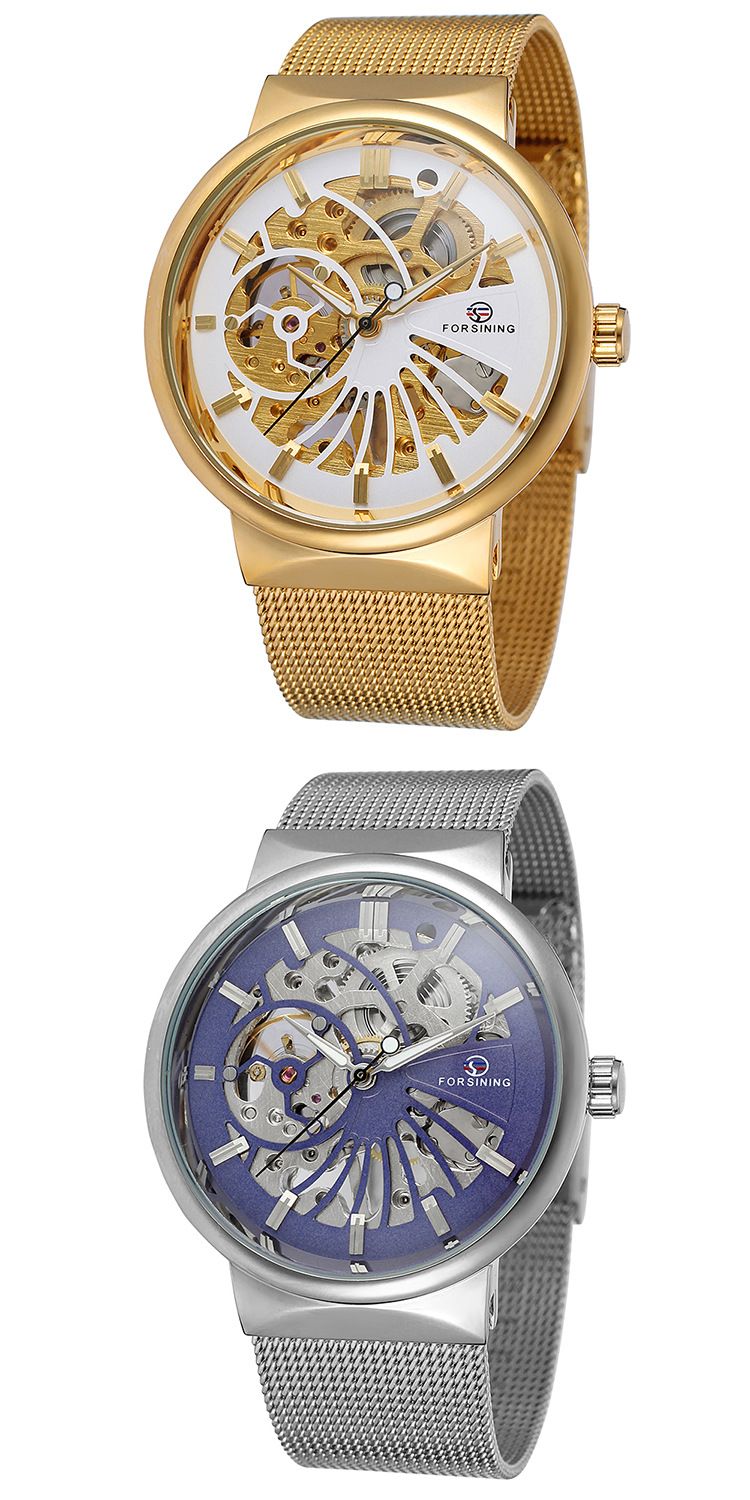 Nei FORSINING126 Hären Auer mat manueller Mechanik an engem holen Design fir Männer, modern a mat Stolband_voghion.com