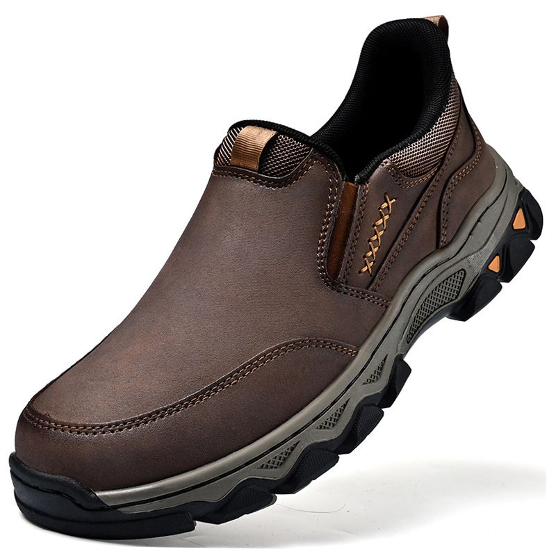 Nuove scarpe casual da uomo in pelle, resistenti all'usura, in gomma PU, senza lacci e slip-on_voghion.com