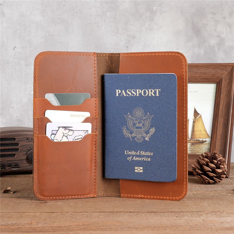 Men's Genuine Crazy Horse Leather Long Wallet Wallet Card Holder Ticket Check Bag Storage_voghion.com