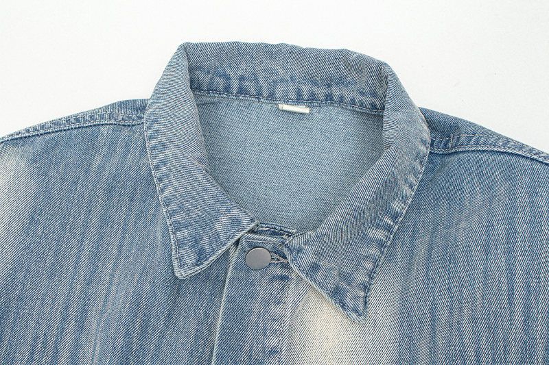 Frühling und Herbst Nischen-Jeansjacke im Washed-Look für Herren, amerikanische High Street, Retro-Arbeitsjacke mit lockerem Textur-Design_voghion.com