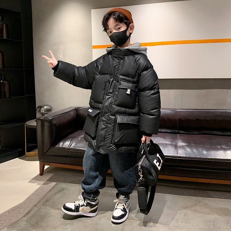 Teenager und Jungs Spot Jungen heißer Verkauf Baumwolljacke mit Kapuze 2024 neuer Stil plus samtige Winter kältefeste Baumwolljacke kleine Jungen Jacke Trend_voghion.com