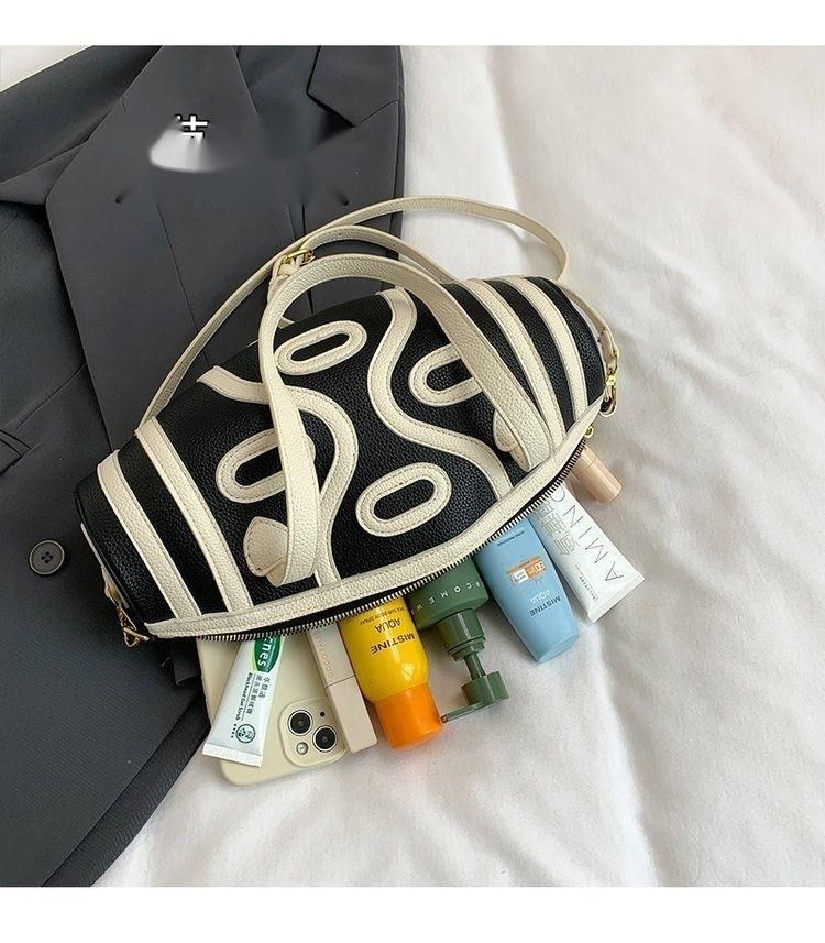 Tianzhu Women, borsa a tracolla in stile etnico, da donna, a tracolla singola per uscire, blocco di colore bianco e nero_voghion.com