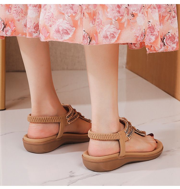 2025 Summer New Rhinestone Beaded Soft Comfortable Vacation Beach Wedge Sandals For Women_voghion.com
